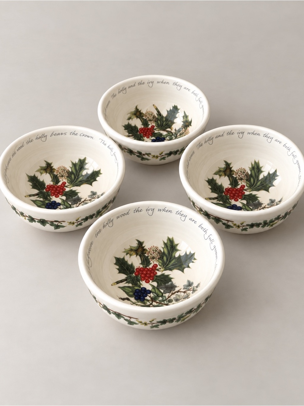 Portmeirion Holly & Ivy Small Fruit Salad Bowls 5.5″ Set of 4 England
